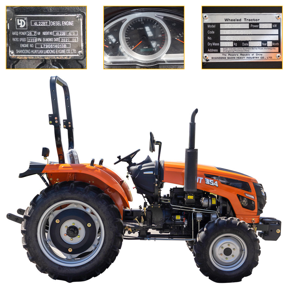 35HP 4WD Compact Wheeled Agricultural Farm Tractor With ROPS Frame HT354-hightop