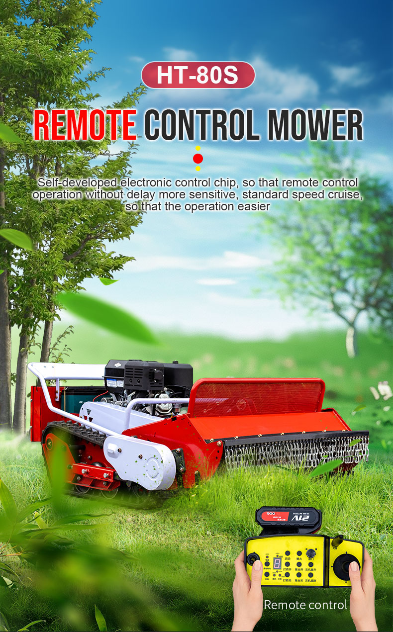Hybrid Remote Control Rubber Crawler Flail Mower HT-80S-hightop