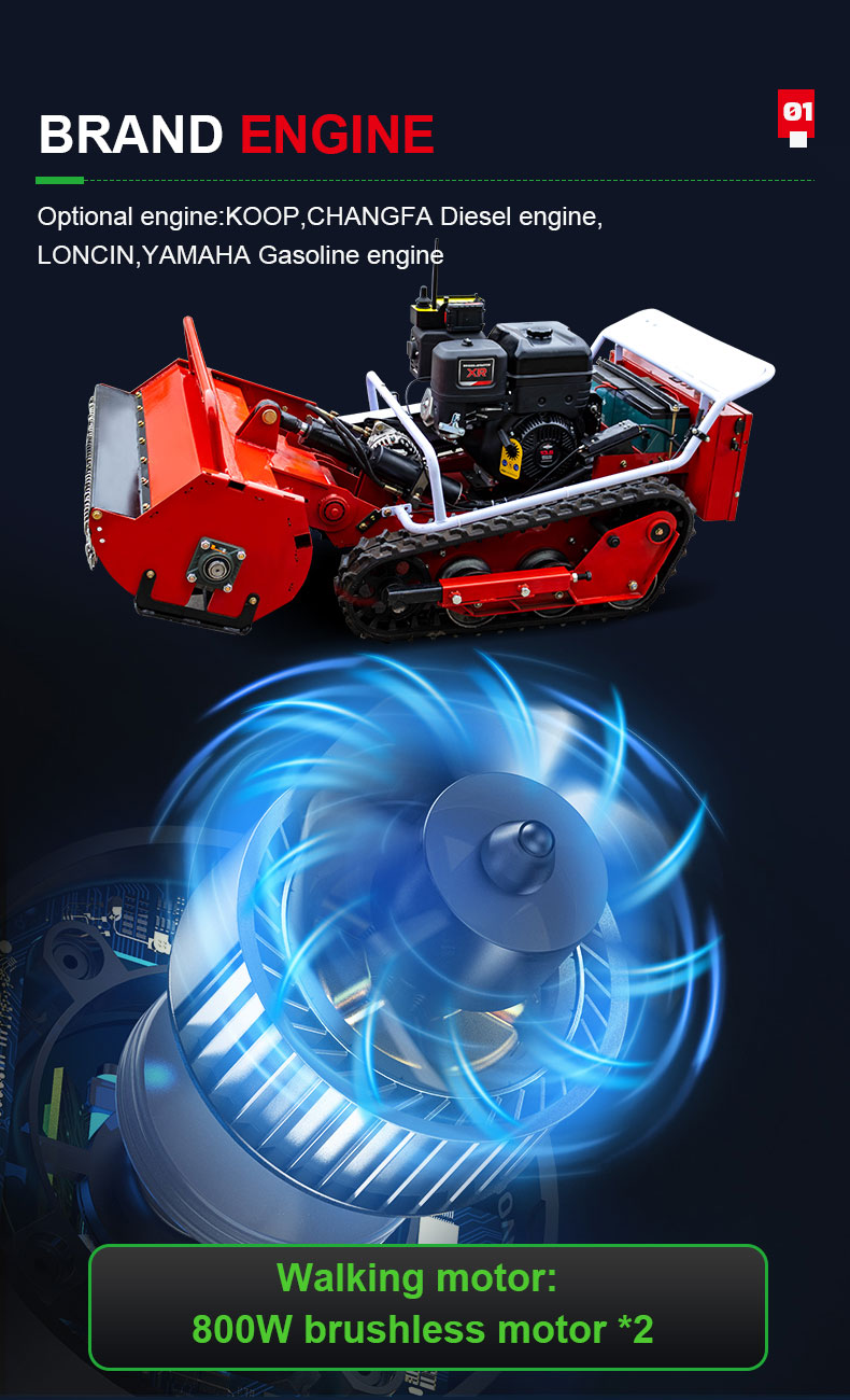 Hybrid Remote Control Rubber Crawler Flail Mower HT-80S-hightop