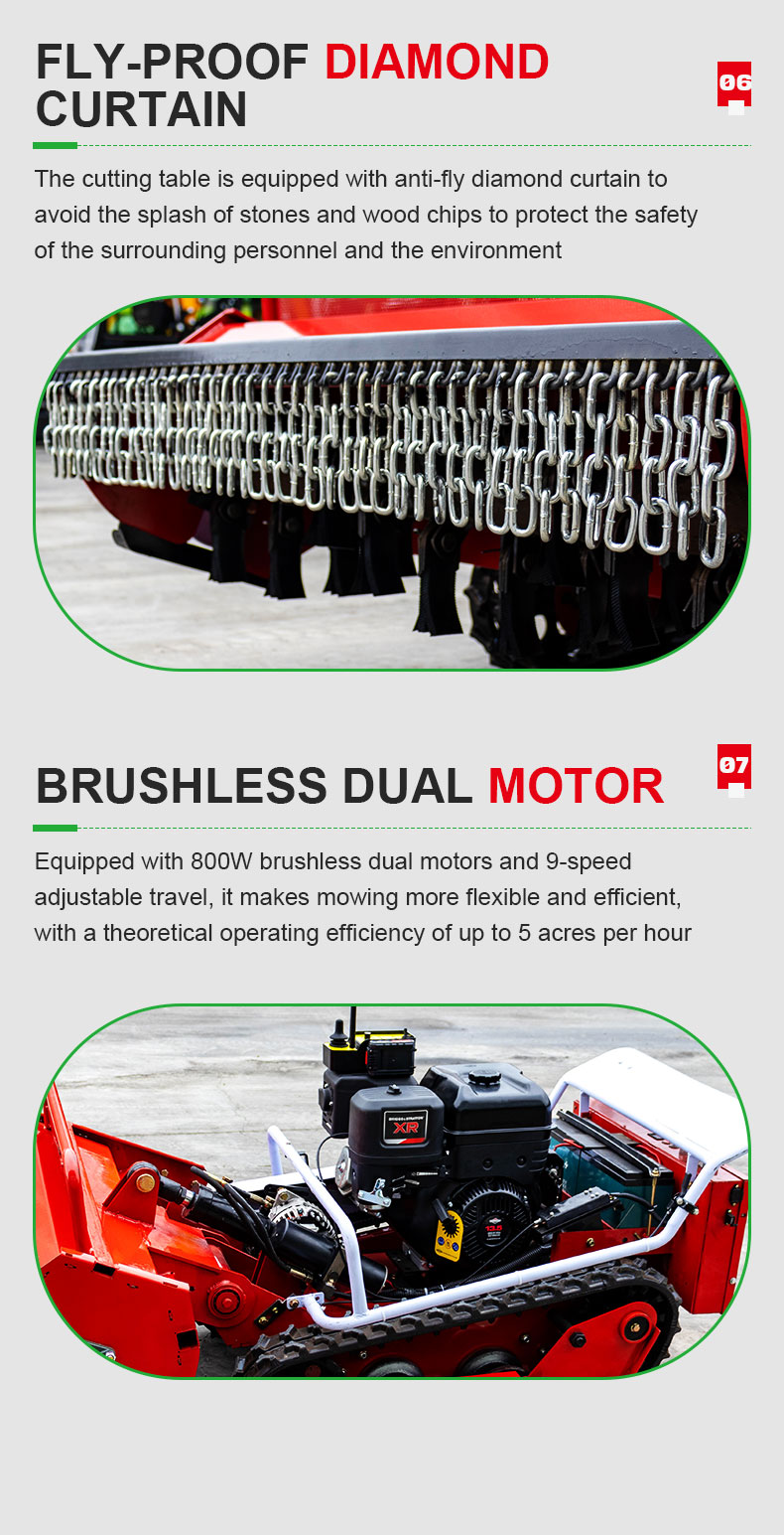 Hybrid Remote Control Rubber Crawler Flail Mower HT-80S-hightop