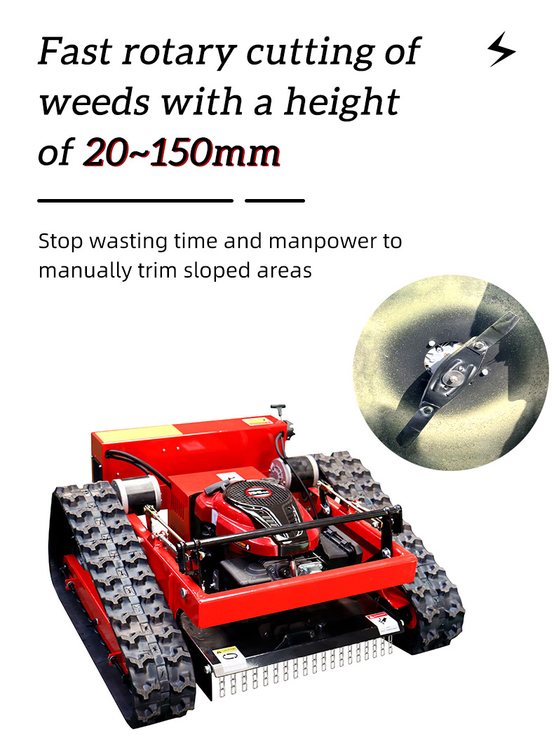 200m Remote Control Rubber Crawler Slope Lawn Mower 550mm Cutting Width HT550-hightop
