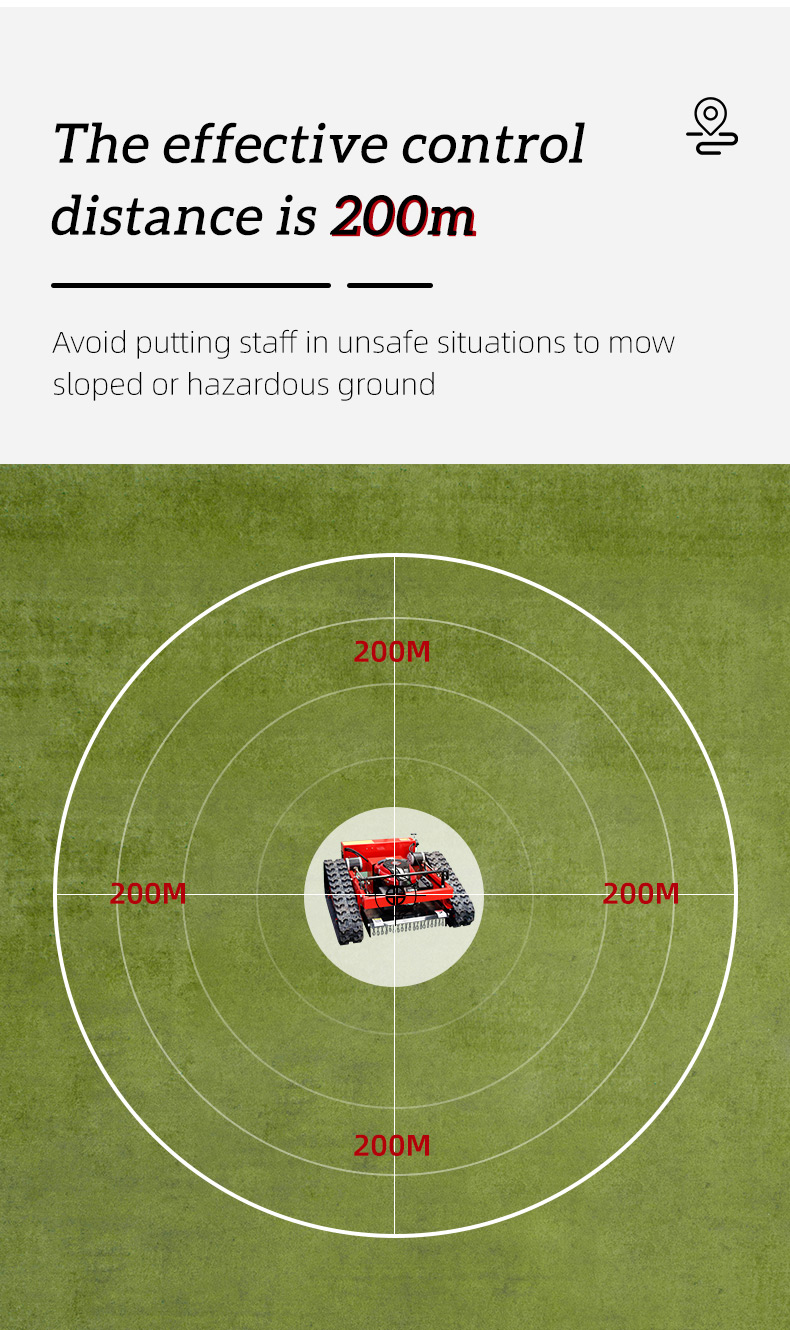 200m Remote Control Rubber Crawler Slope Lawn Mower 550mm Cutting Width HT550-hightop