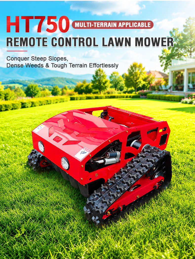 Long Distance Remote Control Rubber Crawler Lawn Mower HT750-hightop