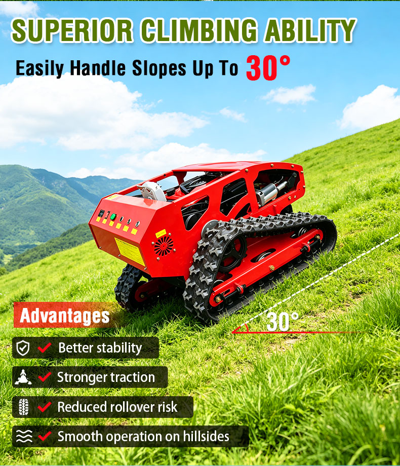 Long Distance Remote Control Rubber Crawler Lawn Mower HT750-hightop