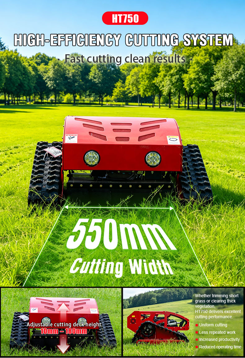 Long Distance Remote Control Rubber Crawler Lawn Mower HT750-hightop