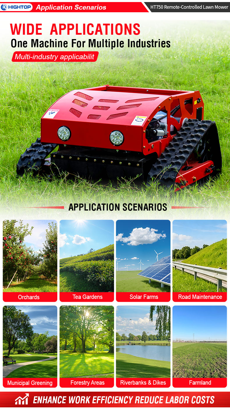 Long Distance Remote Control Rubber Crawler Lawn Mower HT750-hightop