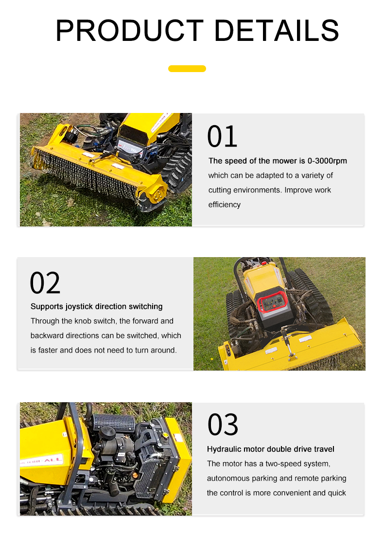 Large Remote Control Rubber Track Flail Mower HTM55-hightop