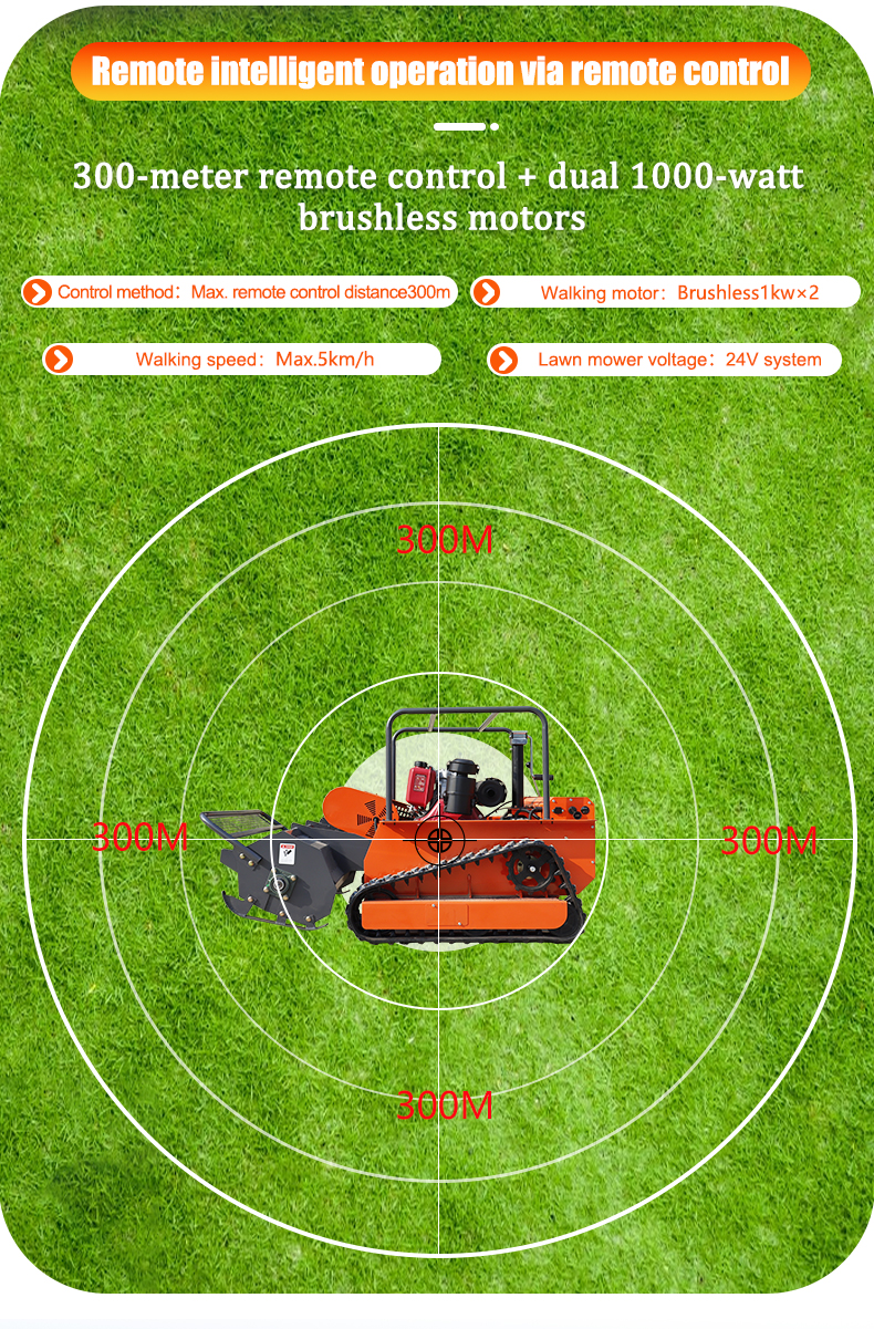 1200mm Large Width Remote Control Diesel Crawler Lawn Mower-hightop