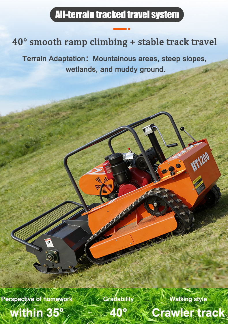 1200mm Large Width Remote Control Diesel Crawler Lawn Mower-hightop