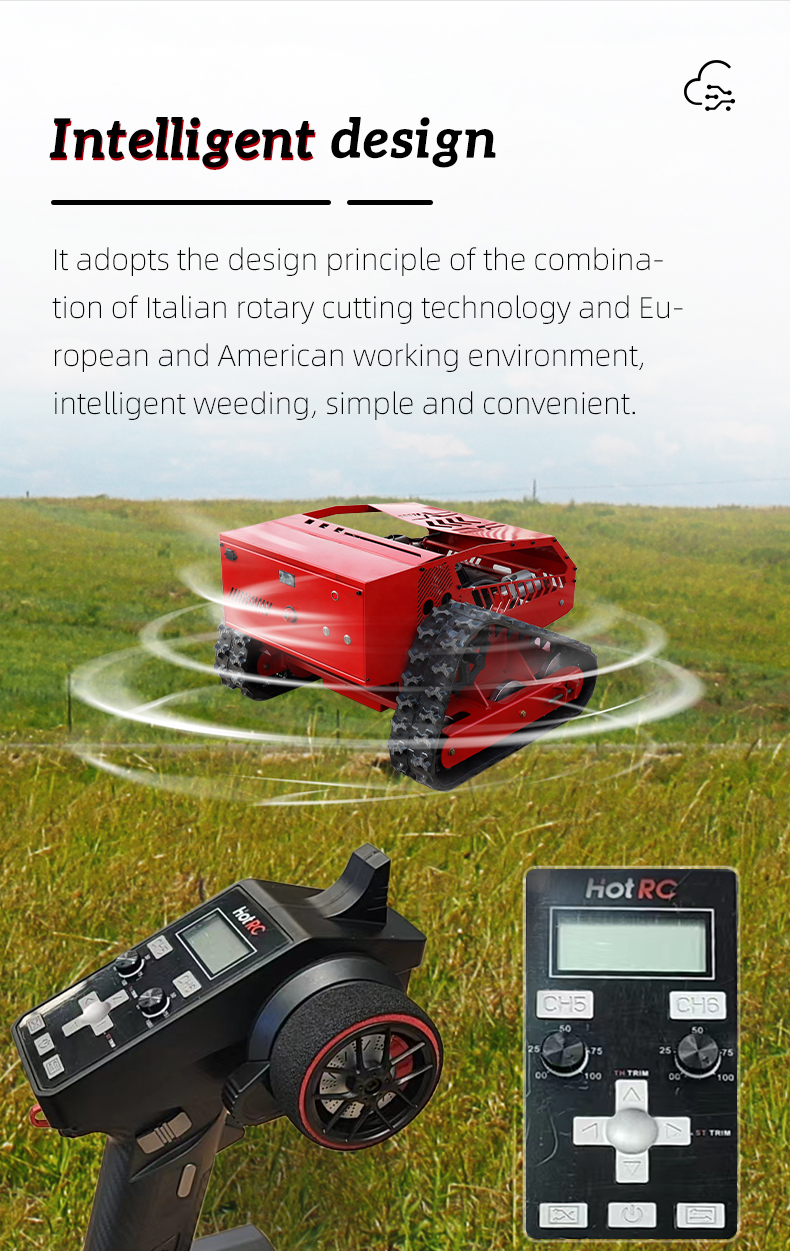 Hybrid Power Remote Control Rubber Crawler Lawn Mower HTM750-hightop