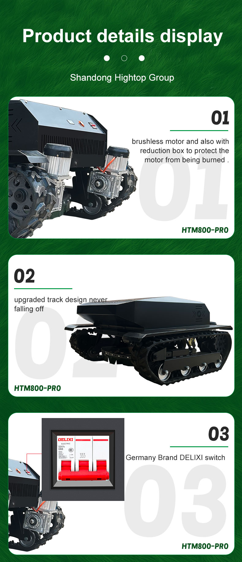 70 ° Steep Slope Width Remote Control Rubber Crawler Lawn Mower-hightop