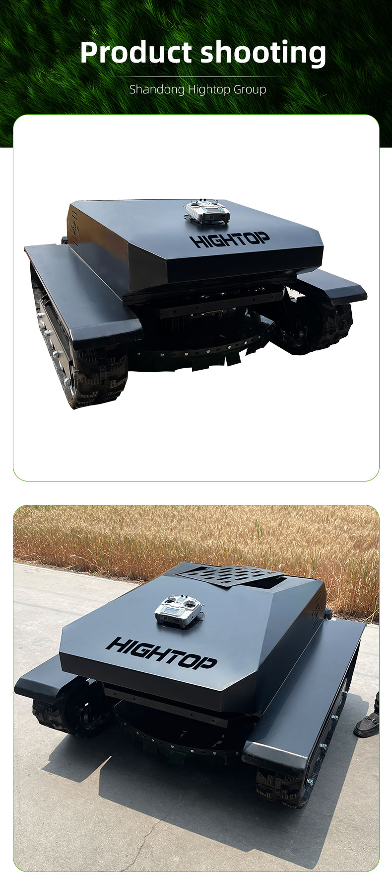 70 ° Steep Slope Width Remote Control Rubber Crawler Lawn Mower-hightop